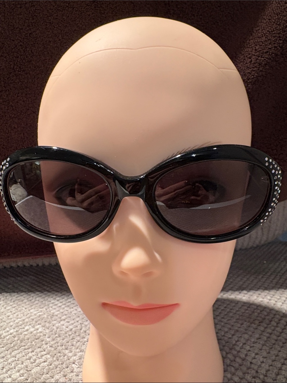 Juicy Couture Black Oval Sunglasses with Rhinestone Accents